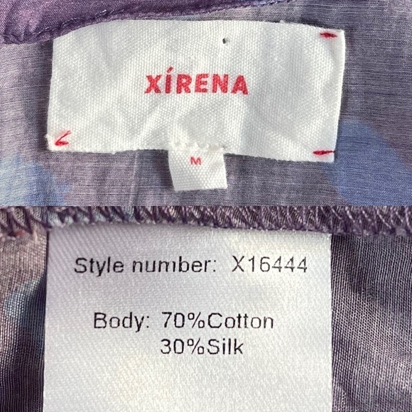 XÍRENA Misty Silk Cotton Blend Midi Dress in Plume Print Purple Medium - Picture 8 of 10